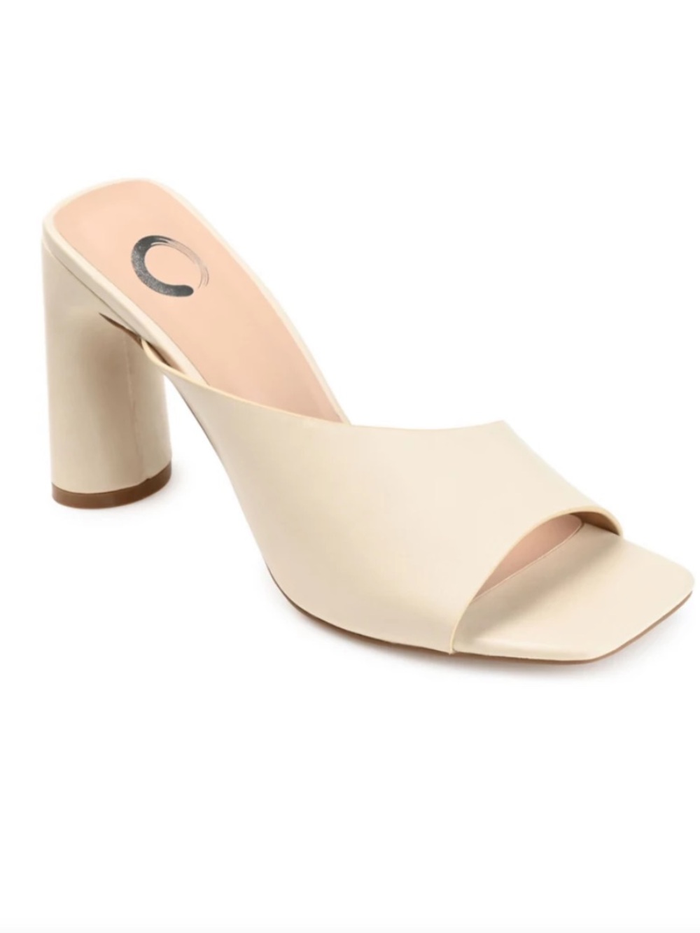 Journee Collection Dola Heels Cream Off White Vegan Slides 11 Neutral Open Toe